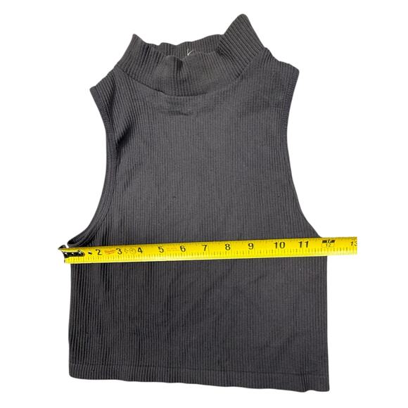 Zara Gray Ribbed Mock Neck Crop Tank Top XS/S High Neck Sleeveless - Picture 3 of 6